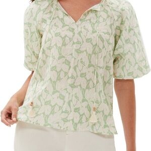 Ecru Puffed Sleeve Blouse - New